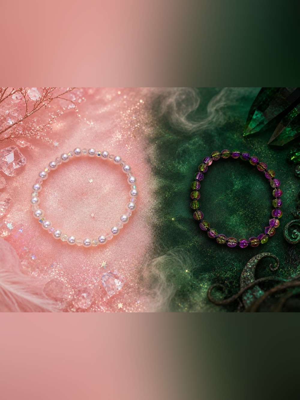 Glinda & Elphaba Wicked Inspired Bracelet Duo 9”